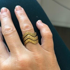 Set of 3 J Crew Matte Gold Tone Stackable Rings Size 5 EUC